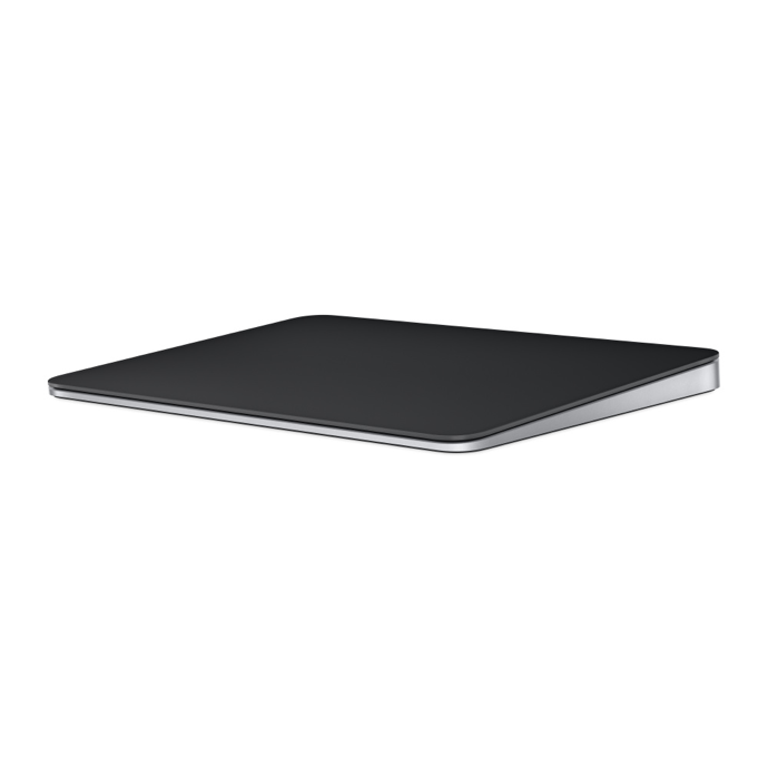 An image of the Magic Trackpad 2 with a silver body and a black touchpad.